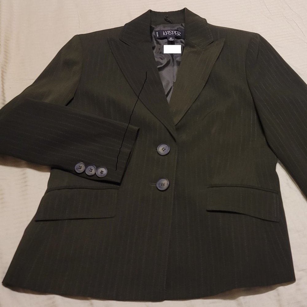 Stretch Crepe One-Button Blazer Green